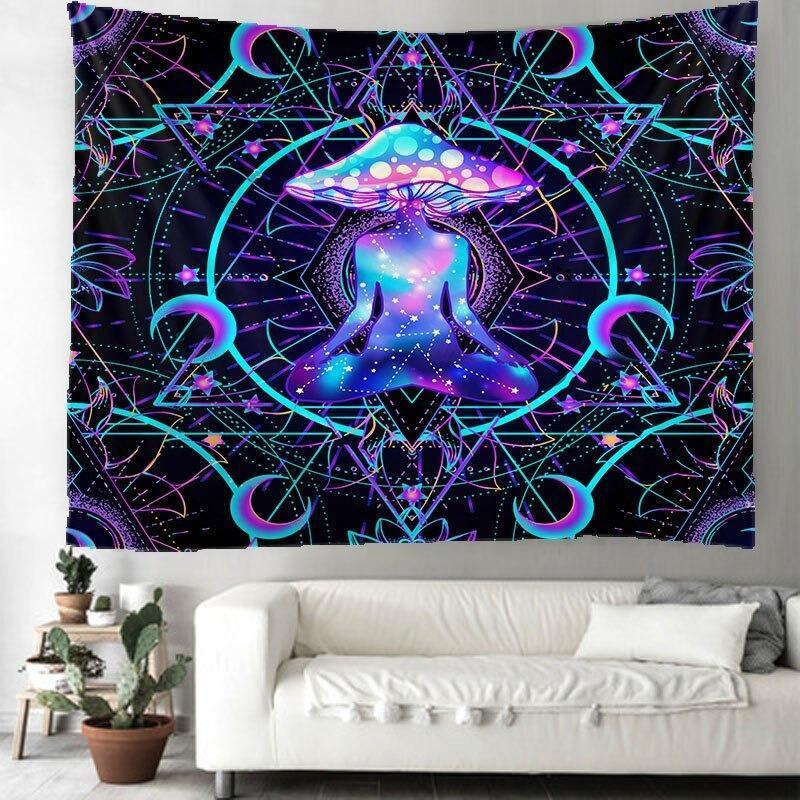 flannel Meditative Mushroom Tapestry